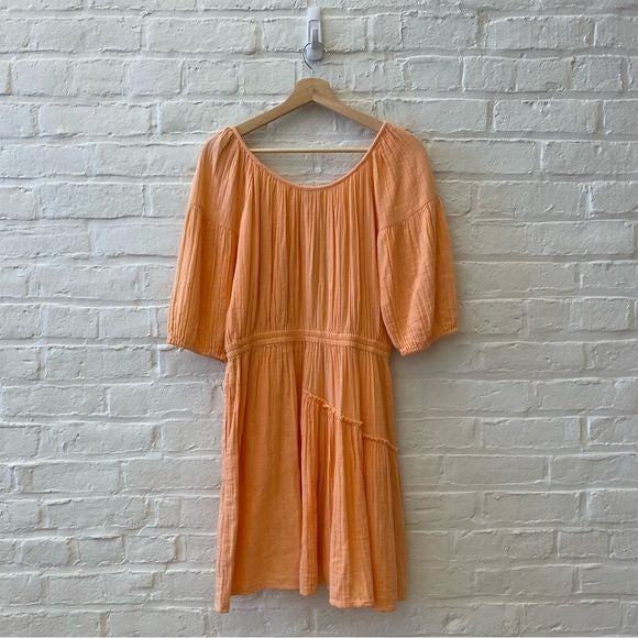 Apiece Apart || Camellia Mini Dress in Melon Orange Coral 2