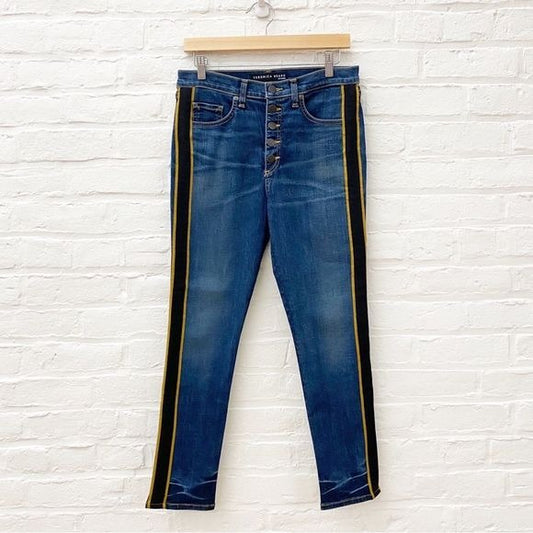 Veronica Beard || Debbie Tuxedo Stripe Jeans in Blue Tidal 29