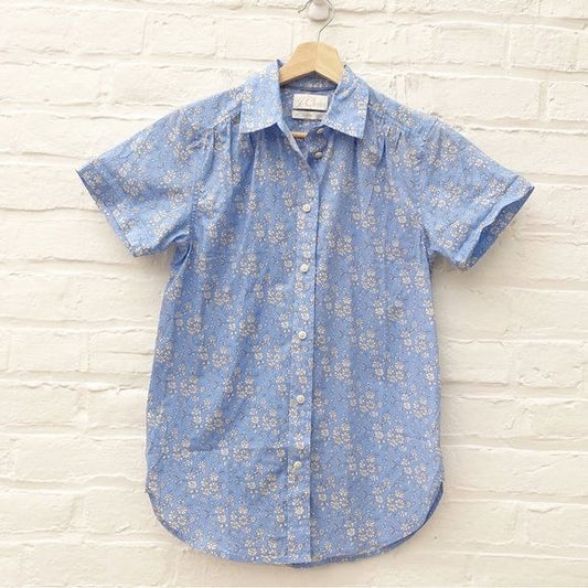 J. Crew || Classic fit Short Sleeve Shirt in Liberty Fabric Capel Floral Blue 00