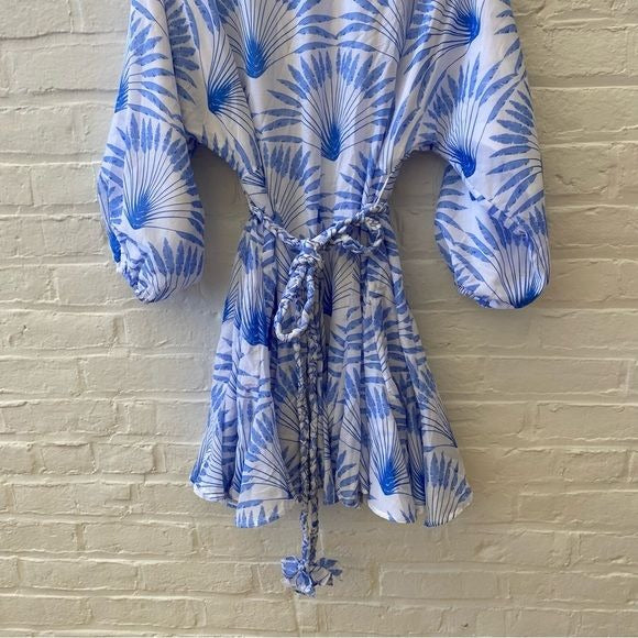 J. Marie || Linsdsay Rope Dress Mini Fit & Flare Long Sleeve Blue Small NWOT