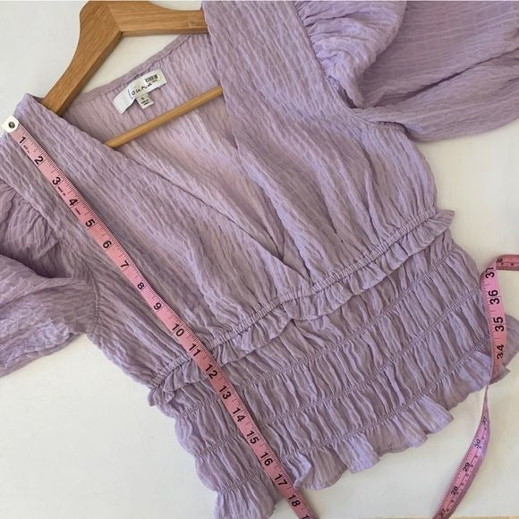 Louna || Puff Sleeve Smocked Top Lavender Purple Small