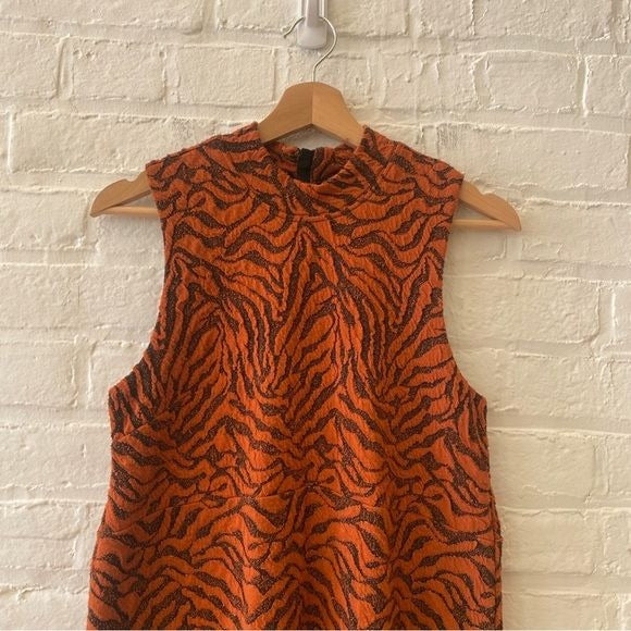 Anthropologie || Brigitte Jacquard Tiger Dress Orange Small