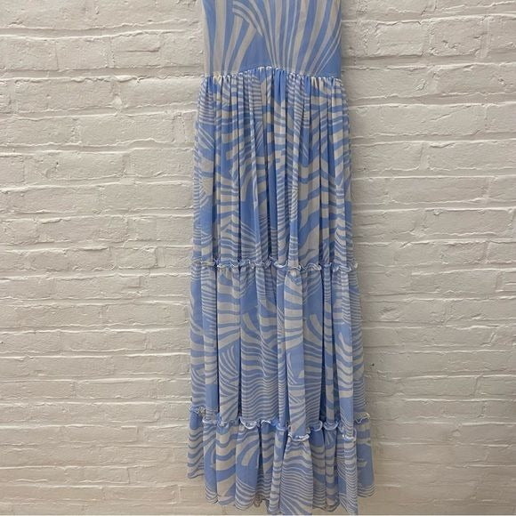 MISA Los Angeles || Kalita Strappy Tiered Maxi Dress Casablanca Blue Small NWT