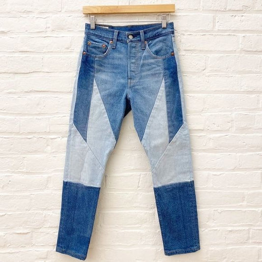 Levi’s || 501 Skinny Twice as Nice Patchwork Denim Jeans 25