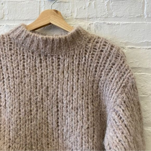 & Other Stories || Chunky Knit Alpaca Mock Neck Sweater Beige XS