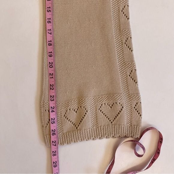 LoveShackFancy || Toro Pointelle Knit Pants Heart Embroidery Ivory Beige Small