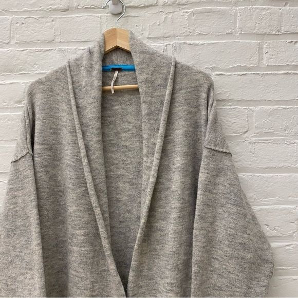 Free People || Eucalyptus Wool Blend Oversized Long Boxy Cardigan Gray Small