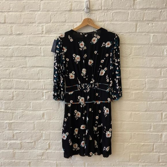 BA&SH || Belize Floral Print Mini Dress Black Size 1 / Small