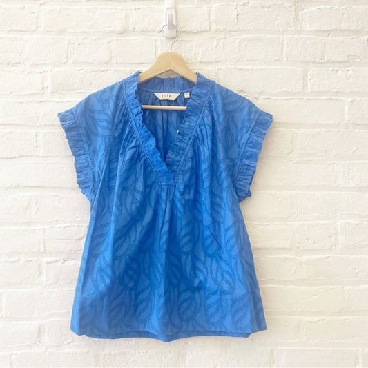 Joie || Drawley Sleeveless Ruffle Top in Regatta Blue Medium NWT