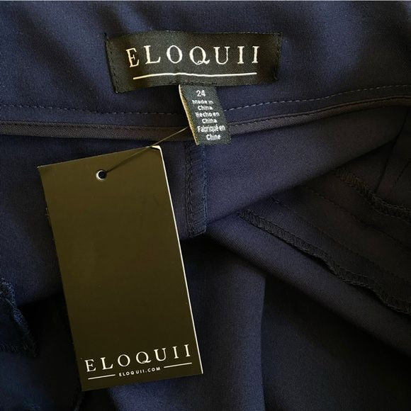 Eloquii || Straight Leg Doublecloth Pant Navy Blue 24 NWT