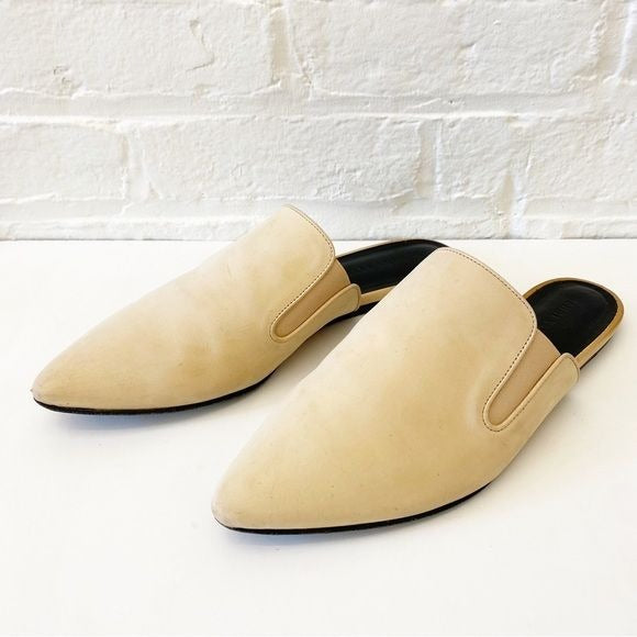 Jenni Kayne || Oiled Leather Mules in Natural Ivory Cream Beige 41