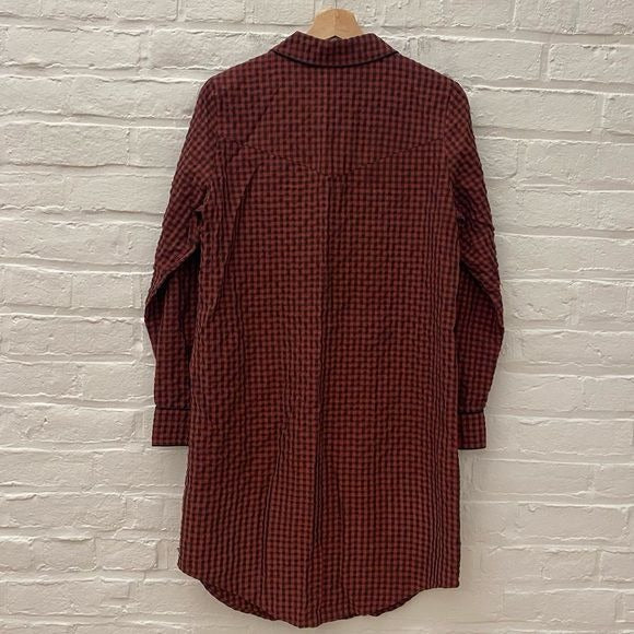 Scotch & Soda || Gingham Check Western Snap Shirt Dress Red Black Small