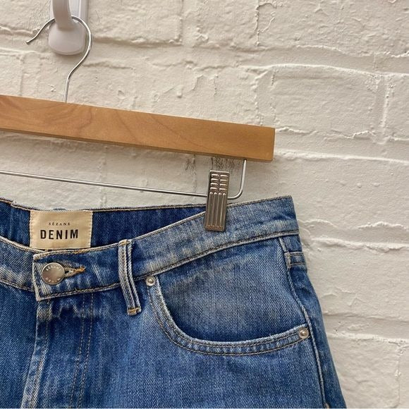 Sezane || Niels Cuffed Denim Jean Shorts Blue 36 US 4