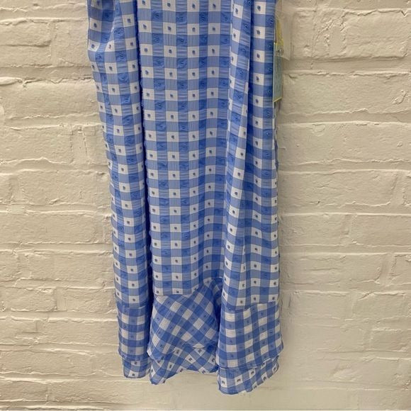 CeCe by Cynthia Steffe || Gingham Swiss Dot Ruffle Dress Blue White M NWT