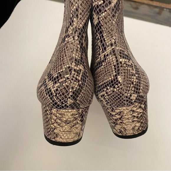 Corso Como || Freen Pointed Toe Python Snake Bootie Block Heel 8