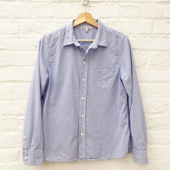 Alex Mill || Pocket Button Down Shirt Blue + White Stripe Medium