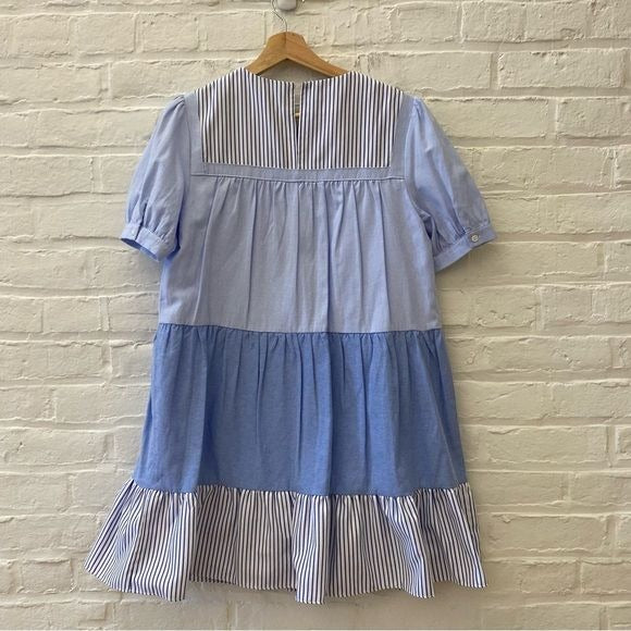 Tuckernuck || English Factory Quinn Tiered Striped Mini Dress Blue Small