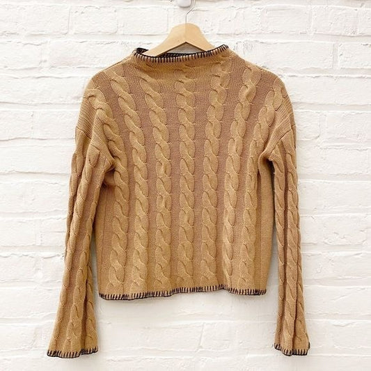 J. Crew || Cotton-Cashmere Cable-Knit Mockneck Sweater Camel XXS