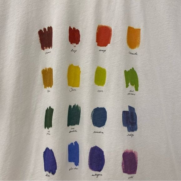 Anthropologie || Paint Swatch Colors T-Shirt White Small