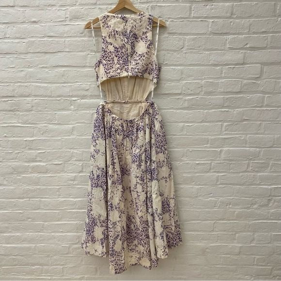 Anthropologie || Aureta Studio Side Cutout Midi Dress Ivory Floral Medium NWT