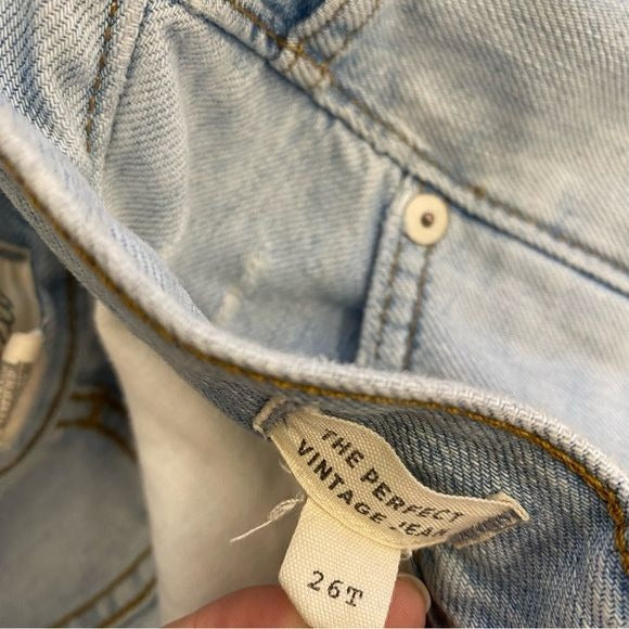 Madewell || Perfect Vintage Jean in Fitzgerald Wash Light Blue 26 Tall