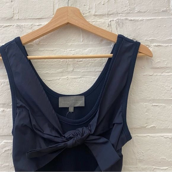 Anthropologie || Sunday in Brooklyn Bow Front Tank Top Ribbed Navy Small NWT