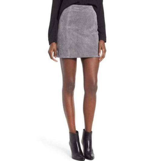 Blank NYC || Grey Suede Mini Skirt Silver Screen