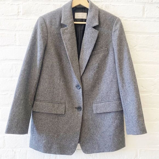 Everlane || The Italian Wool Oversized Blazer Grey Herringbone 0