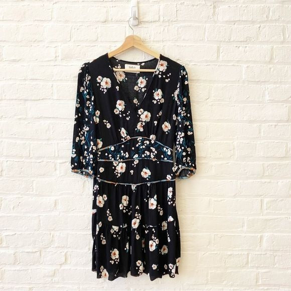 BA&SH || Belize Floral Print Mini Dress Black Size 1 / Small