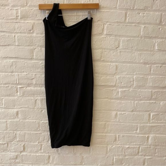 Naked Wardrobe || One Shoulder Bodycon Little Black Dress Medium