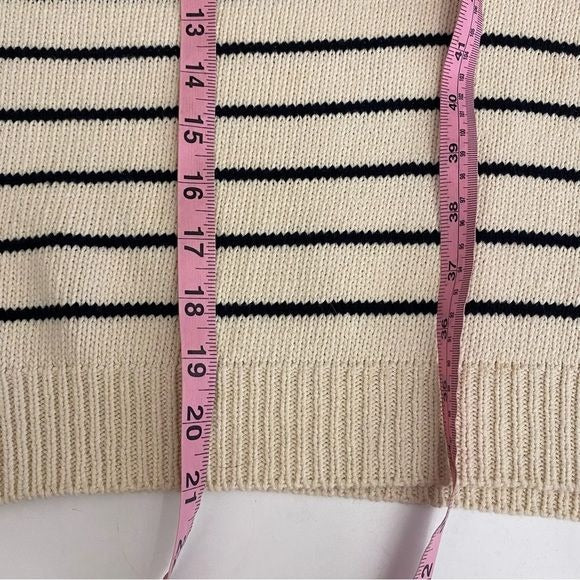 Sezane || Leontine Jumper Button Front Sweater Ecru Mavy Stripe Small