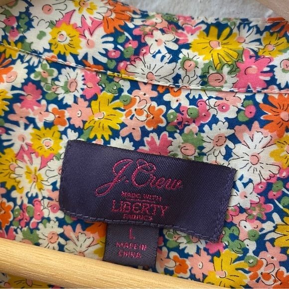 J. Crew || Band-Collar Ruffle-Front Shirt in Liberty Libby Floral Button Down L