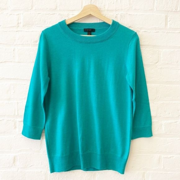 J. Crew || Tippi Sweater in Merino Wool Crew Neck Green Teal Jewel Small