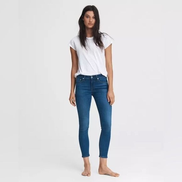 rag & bone || Cate Mid-Rise Skinny Cliff Slim Fit Ankle Mid Indigo Jean Blue 26