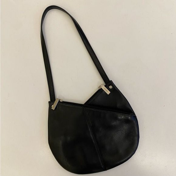 HOBO International || Split Half Moon Satchel Shoulder Bag Leather Black