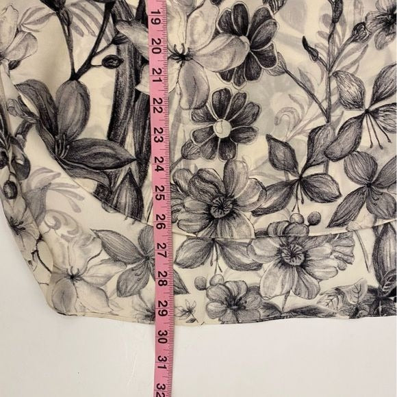 Rebecca Taylor || Botanical Floral Blouse Silk Cream Black 8