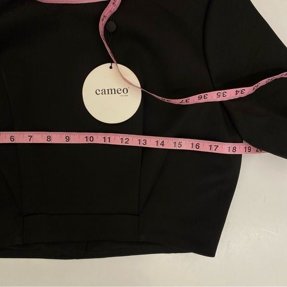 C/MEO Collective || Cameo All I Want Top Boxy Crop Structured Satin Black S NWT