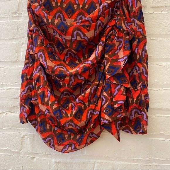 Anthropologie || Dolan Ruched Ruffle Mini Skirt Red Purple Medium