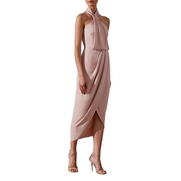 Shona Joy || Core Knot Draped Dress Dusty Ballet Pink 2