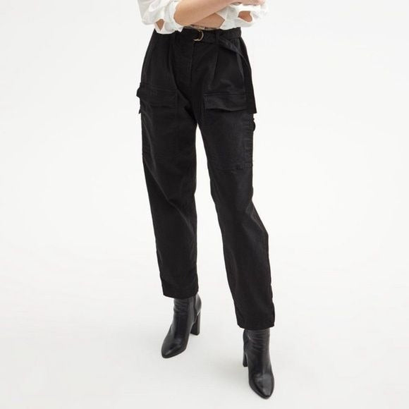 Nili Lotan || Deklan Belted High Rise Cargo Pants Black 0