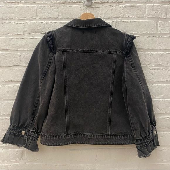 Generation Love || Gabby Denim Jacket Ruffle Fray in Washed Black