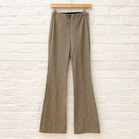 rag & bone || Simone Plaid Slim Fit Flare Pants in Beige Tan Plaid 2 NWT