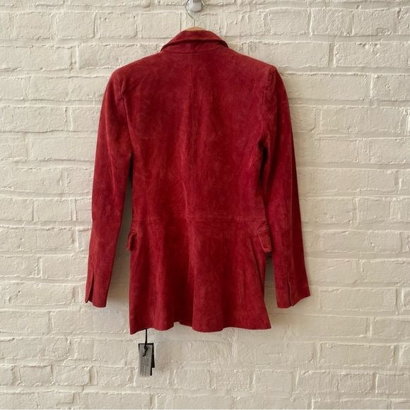 Anthropologie || Blank NYC Suede Leather Double Breasted Blazer Red XS NWT