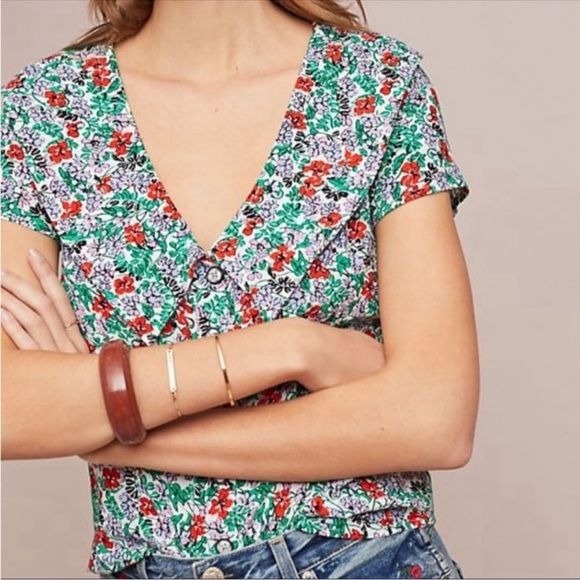 Anthropologie || Maeve Austen Collared Blouse Floral 4