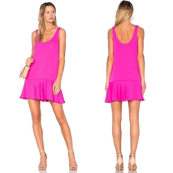 Amanda Uprichard || Soren Dress Drop Waist Mini Hot Pink S NWT