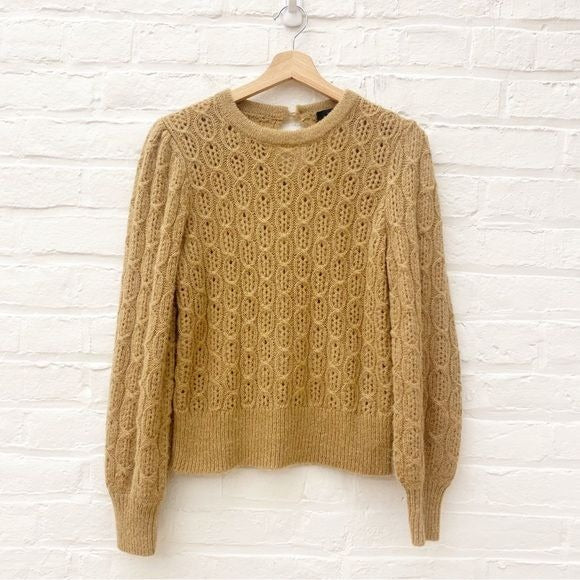 J.Crew || Balloon Sleeve Cable Knit Alpaca Blend Sweater Pale Clay Tan XS