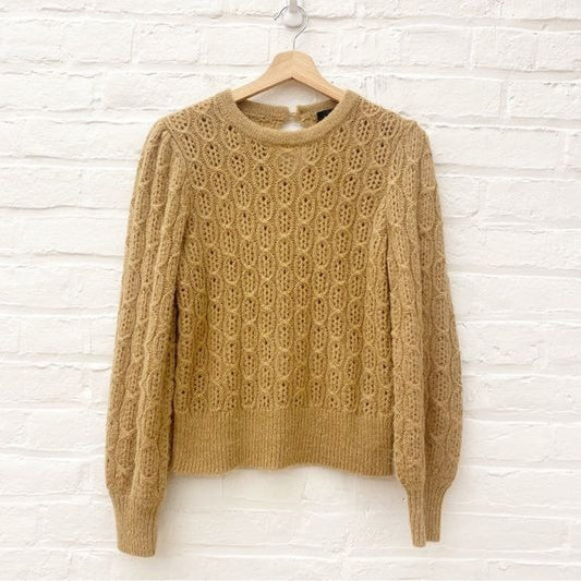 J.Crew || Balloon Sleeve Cable Knit Alpaca Blend Sweater Pale Clay Tan XS