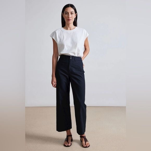 Apiece Apart || Classic Merida Pant High Waisted Wide Leg Cotton Black 2