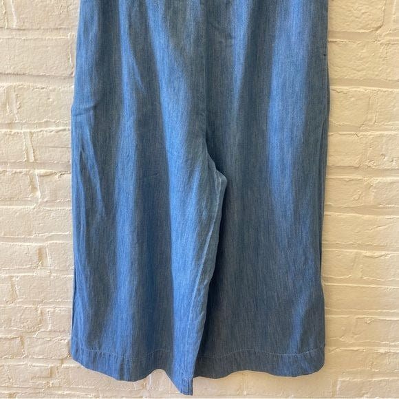 Madewell || Chambray Huston Pull On Crop Pants Wide Leg Blue Large