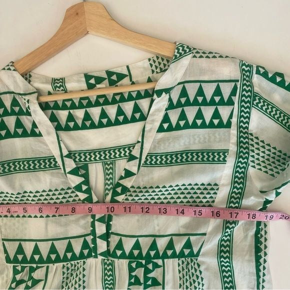 Tuckernuck || Bindi Salma Dress in Green White Print Tiered Mini XS